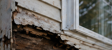 Damaged residential siding and sheathing requiring construction-defect review