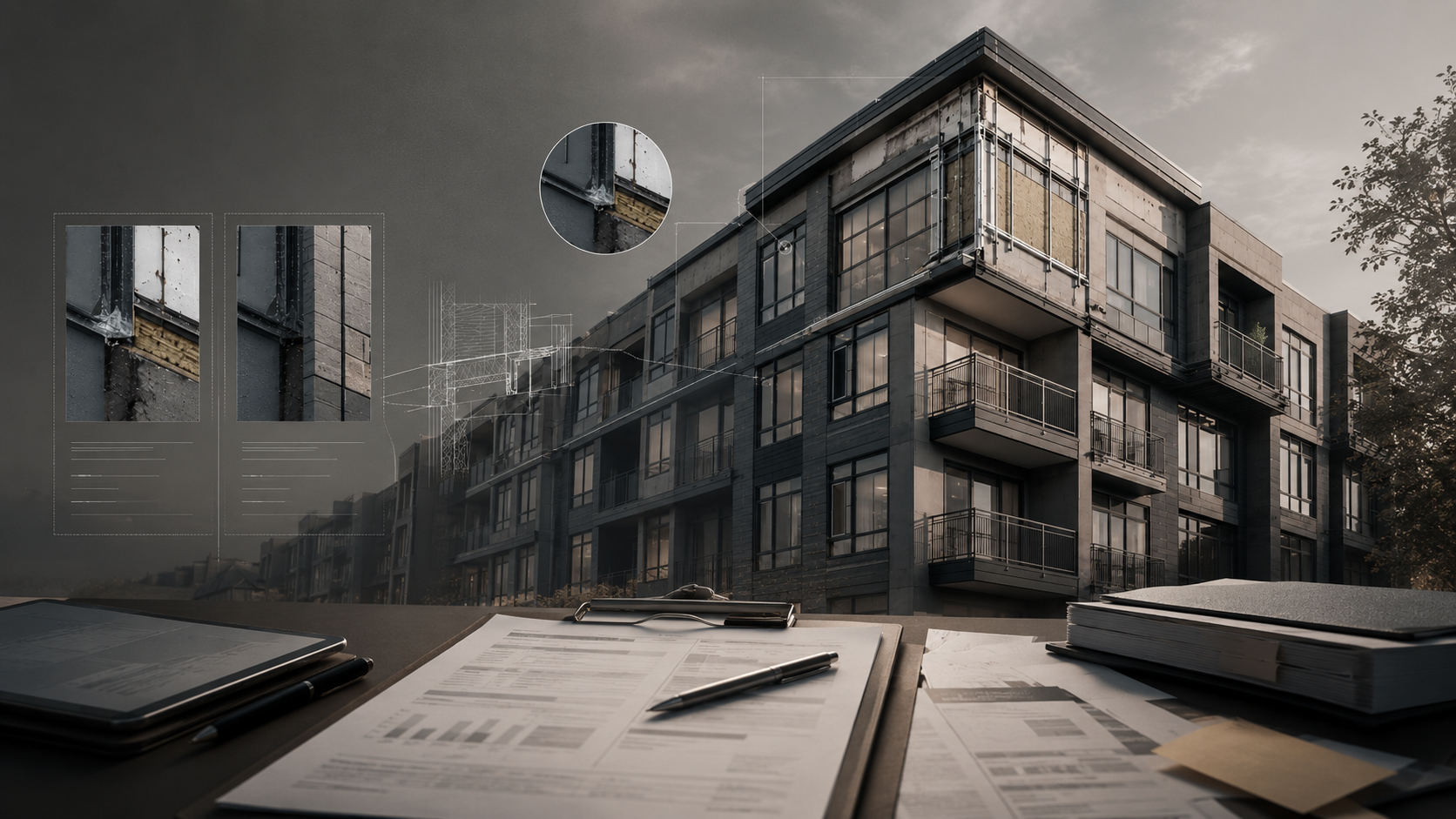 Insurance estimate and repair-scope documents reviewed for a property damage claim.